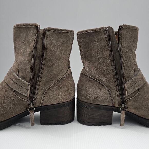 Comfortiva Barron Moto Boot Womens 10 Taupe Suede Leather Weatherproof Biker - Picture 4 of 16